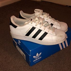 Adidas super star sneakers. Black and white